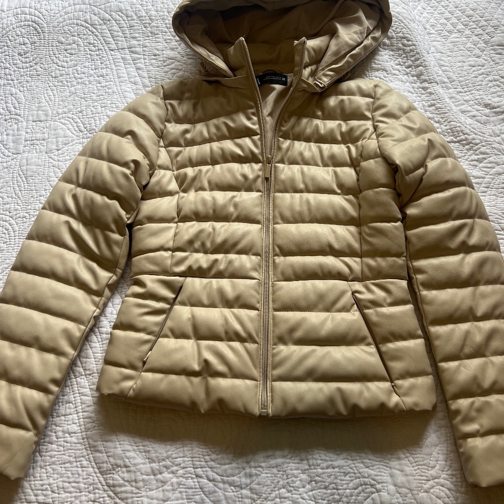 Faux leather puffer jacket